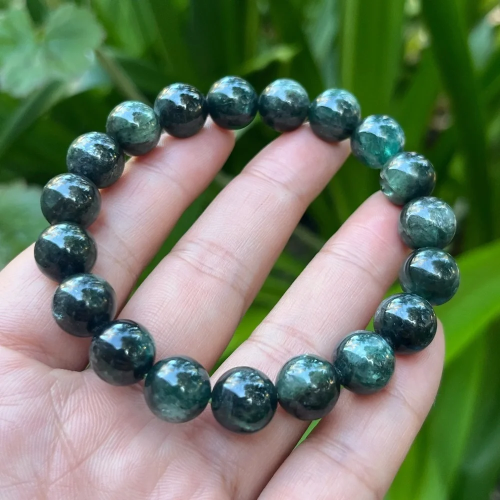 11mm flashy dark‎ green mica bracelet